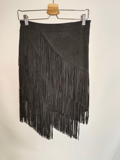 ZARA. Black Ts fringed skirt