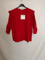ZARA. Camiseta roja volante T.m