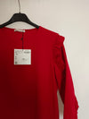 ZARA. Camiseta roja volante T.m