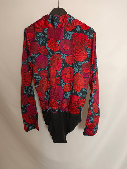 OTHERS. Black bodysuit with red flowers Tm