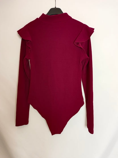 SHEIN. Burgundy Ruffled Tl Bodysuit