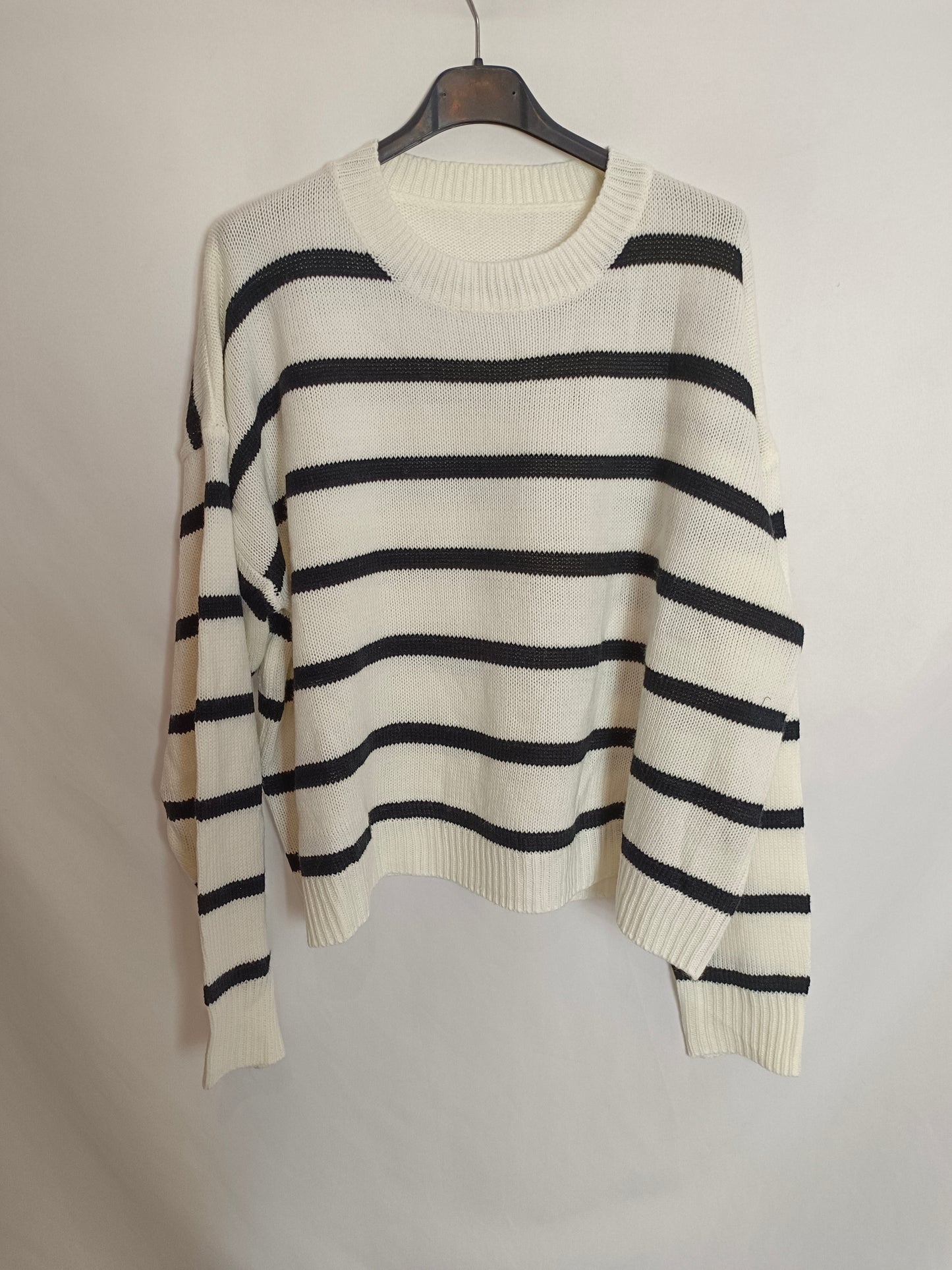 SHEIN. White Striped Sweater Tl