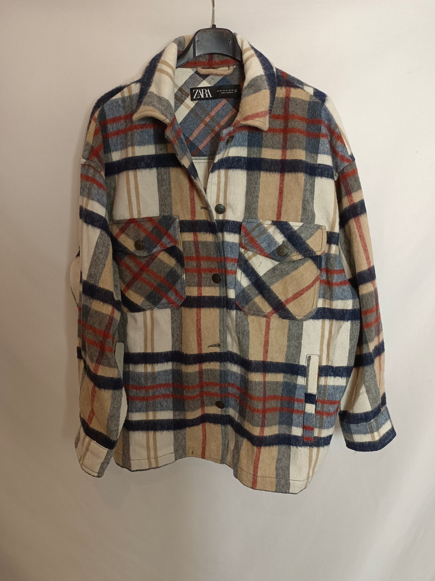 ZARA Chaqueta cuadros franela T.m