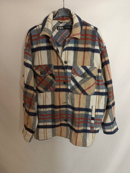 ZARA Chaqueta cuadros franela T.m