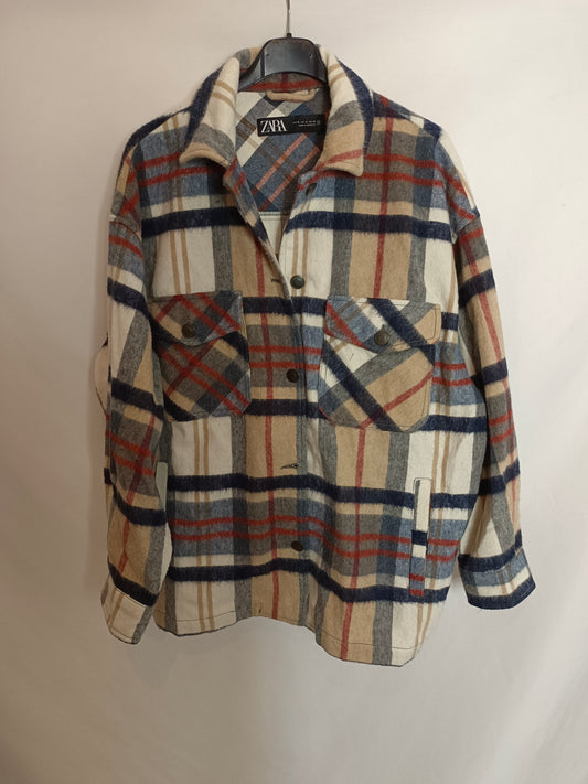 ZARA Chaqueta cuadros franela T.m