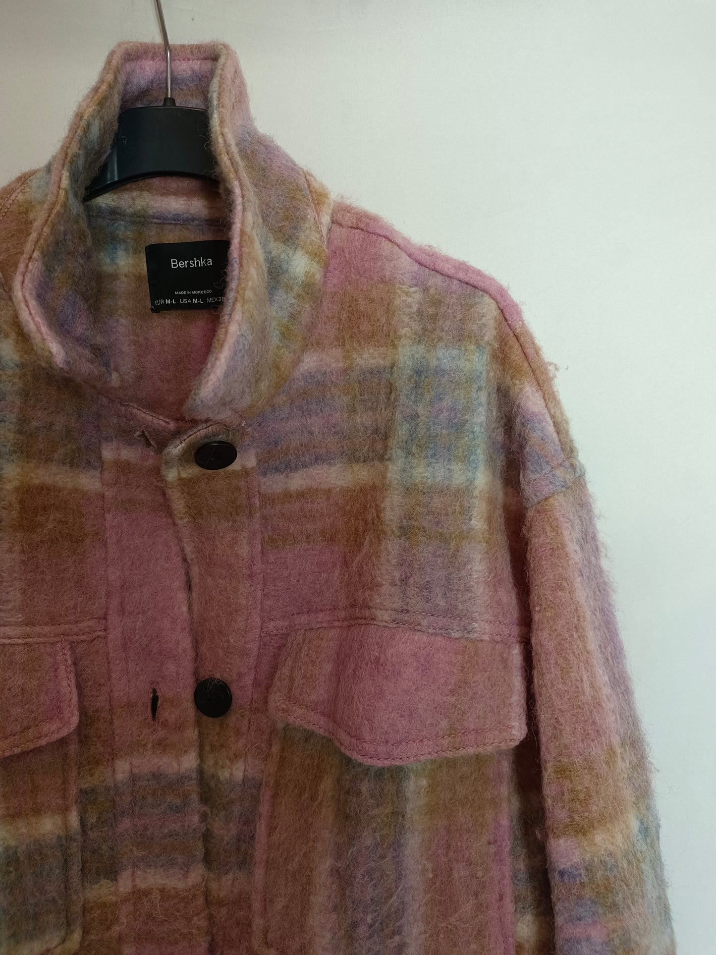 BERSHKA. Chaqueta cuadros franela T.m/l