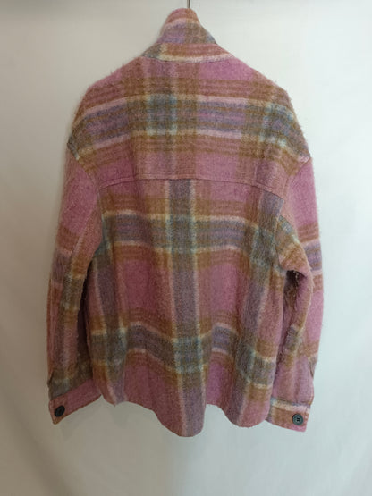 BERSHKA. Chaqueta cuadros franela T.m/l