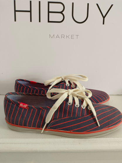 KEDS. Zapatillas lona gris rayas T.37