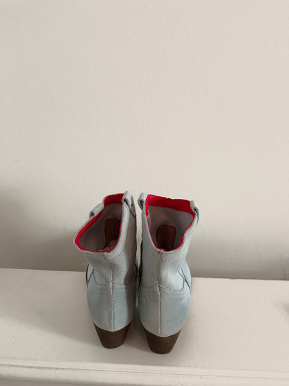 DRASTIK. Botas piel azul T.38(tara)