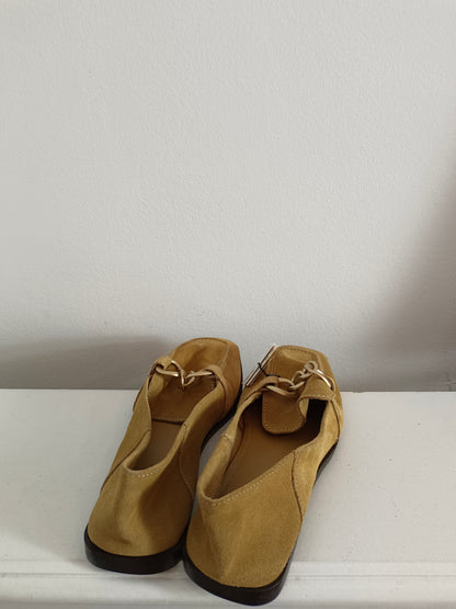 MANGO. Mocasines camel piel T.38