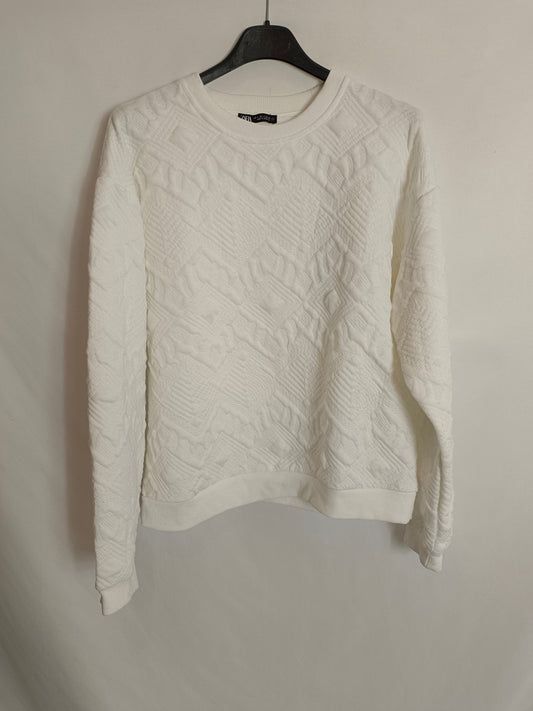 ZARA. Sudadera blanca textura T.s