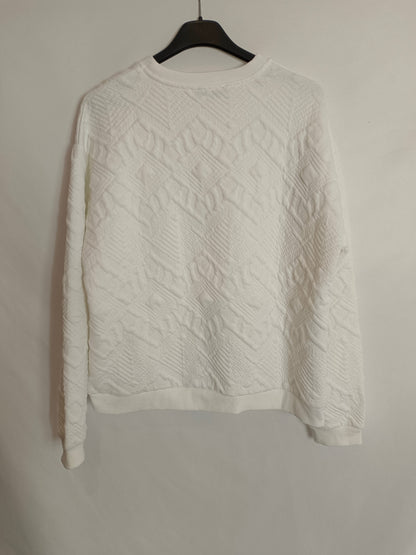 ZARA. Sudadera blanca textura T.s