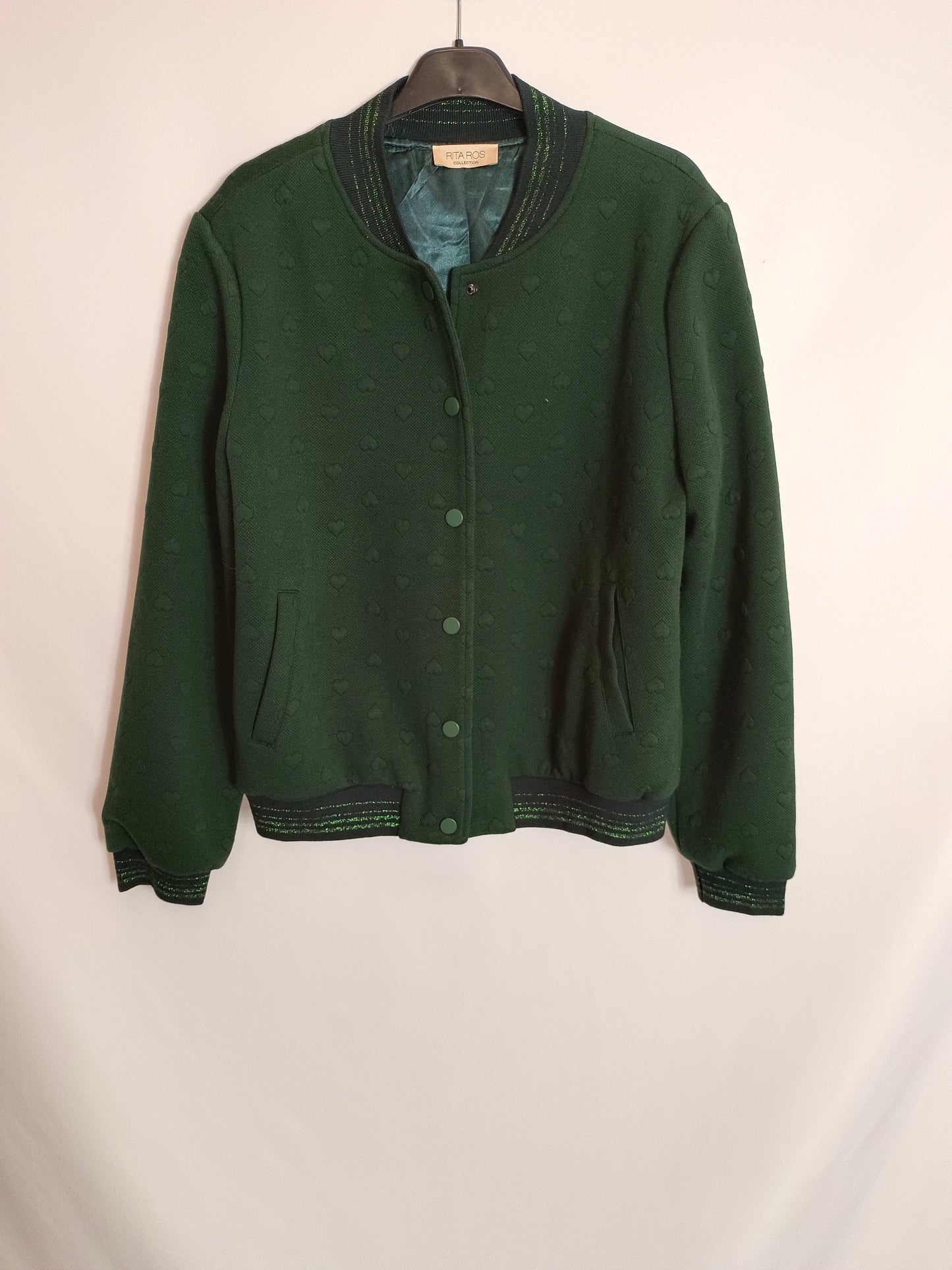 RITA ROS. Green heart bomber jacket T.(u)s