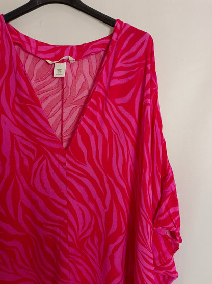 H&M. Vestido rosa caftán T.m/l