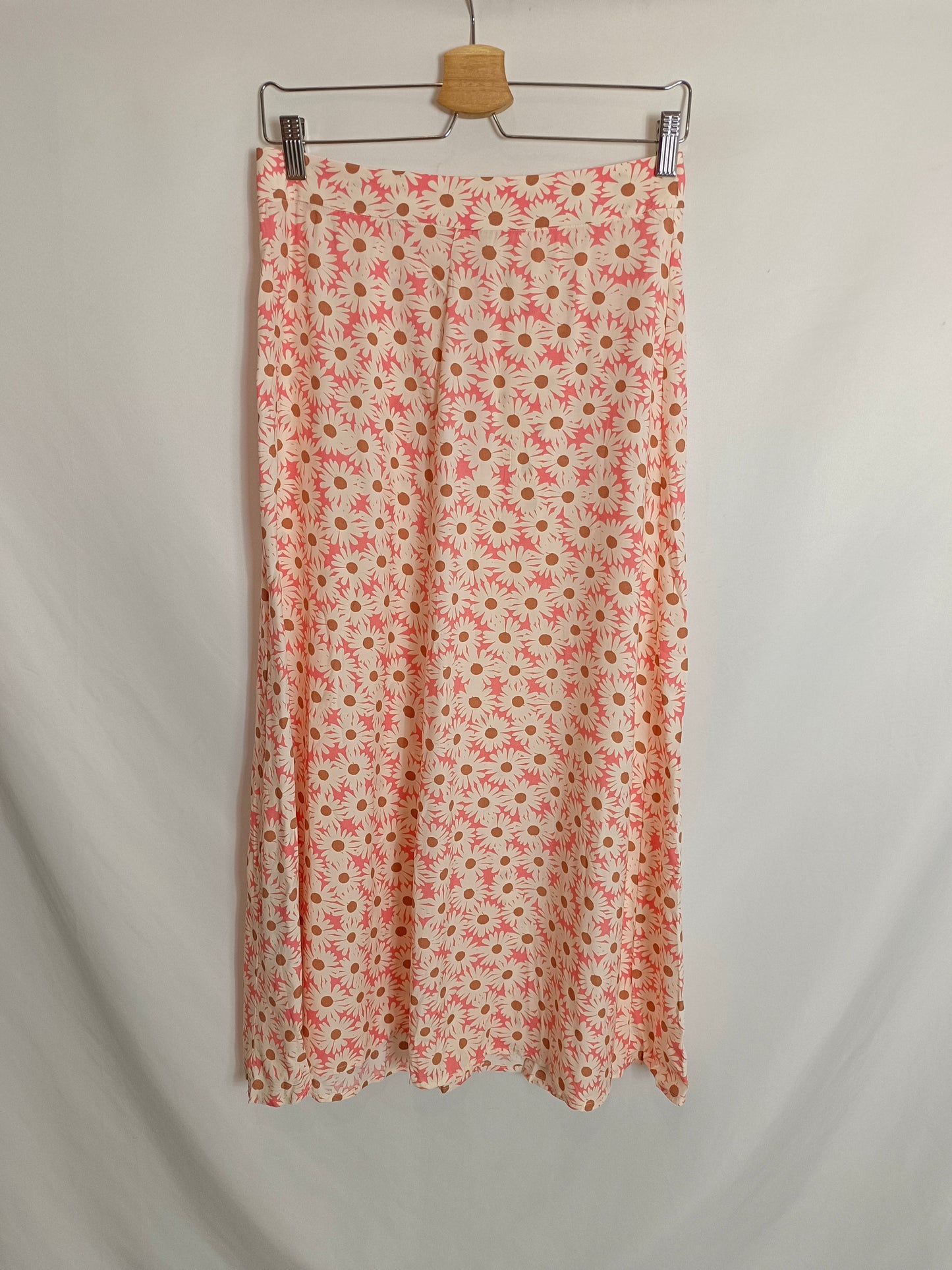 MANGO. Pink floral midi skirt Tm