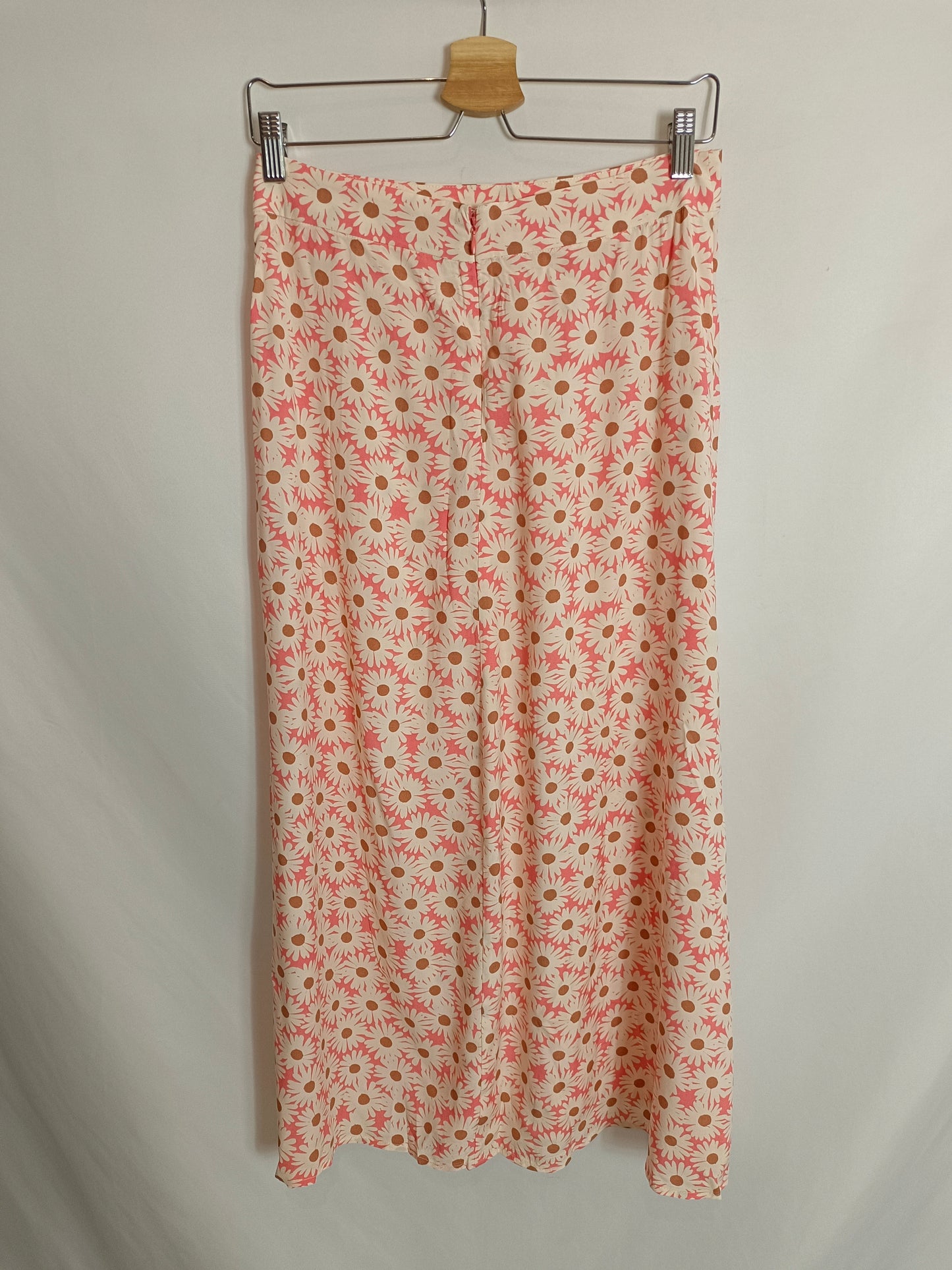 MANGO. Pink floral midi skirt Tm
