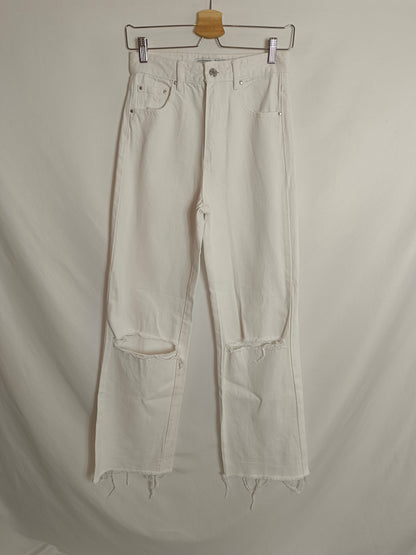 STRADIVARIUS. Wide-leg white trousers, size 34 (tare)
