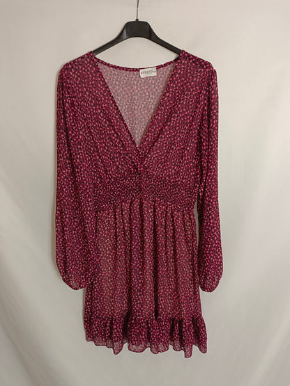 FERSTH. Vestido burdeos estampado T.u(s)