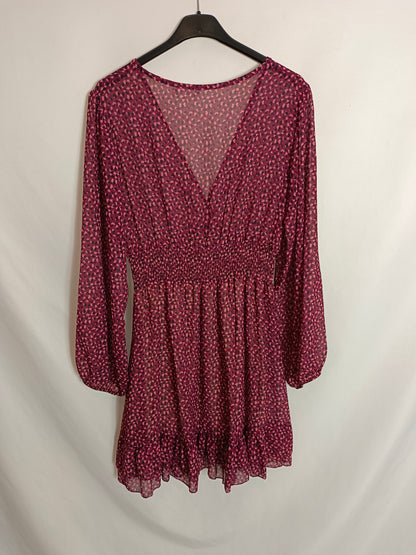 FERSTH. Vestido burdeos estampado T.u(s)