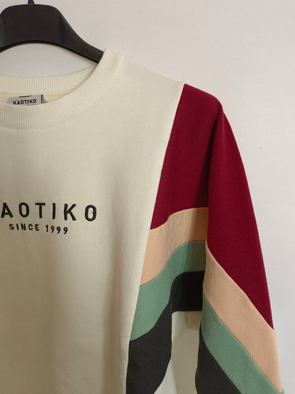 KAOTIKO. Beige striped Ts sweatshirt
