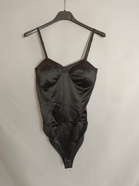 OTHERS. Black satin bodysuit Your(s)