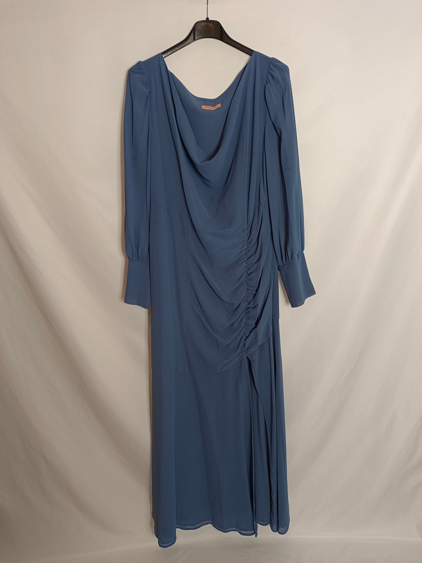 BIMANI. Blue gathered dress, size 40