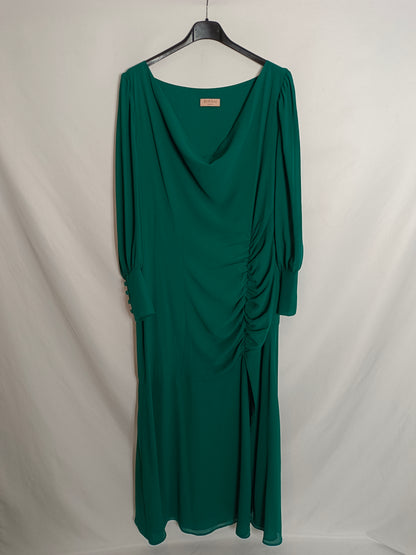 BIMANI. Green gathered dress, size 40