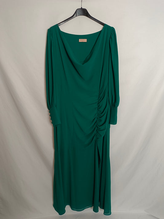 BIMANI. Vestido fruncido  verde T.40