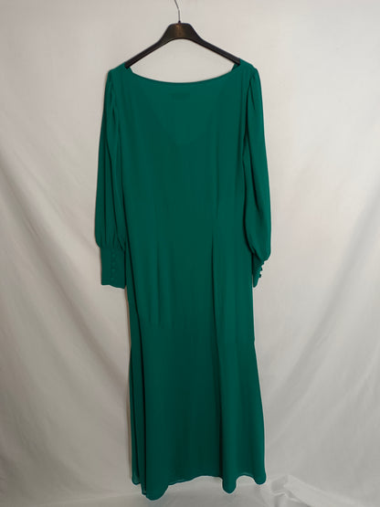 BIMANI. Green gathered dress, size 40