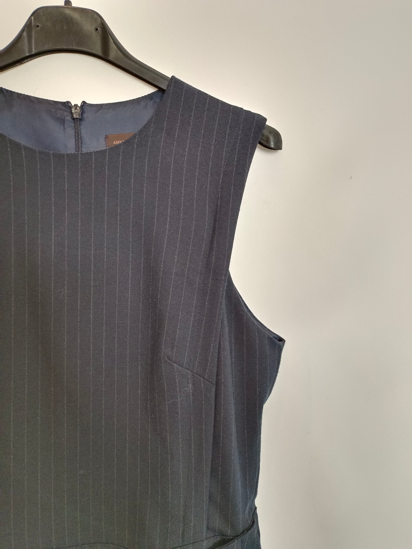 ADOLFO DOMINGUEZ. Blue striped dress, size 38