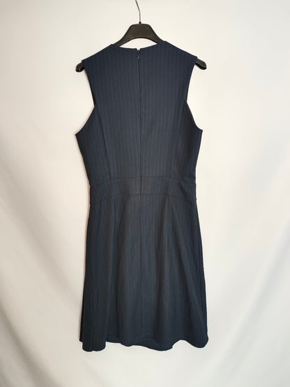 ADOLFO DOMINGUEZ. Blue striped dress, size 38