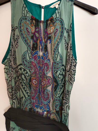 AMITIE. Vestido largo azul amebas T.38