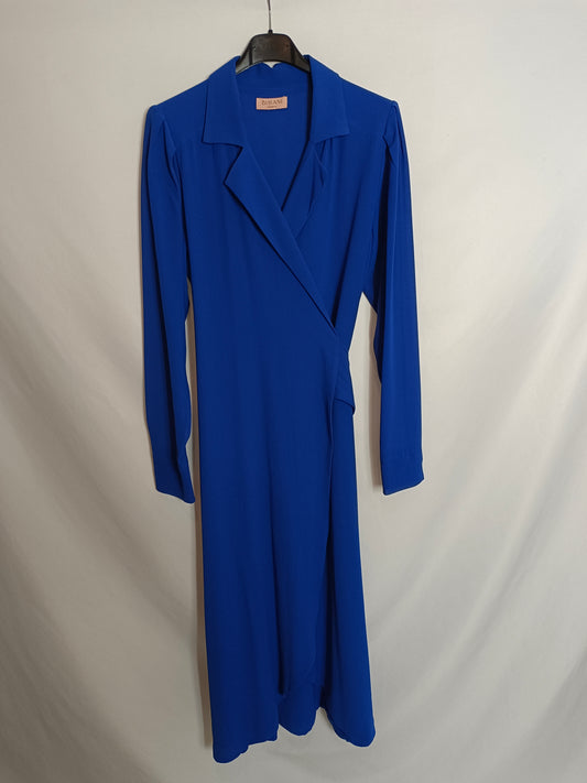 BIMANI. Vestido cruzado azul T.m