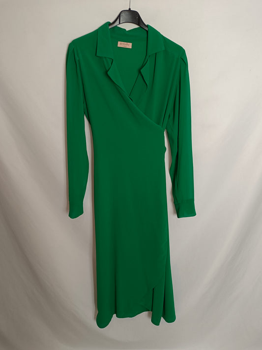 BIMANI. Vestido cruzado verde T.m