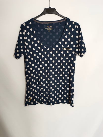 CORTEFIEL. Blue polka dot T-shirt