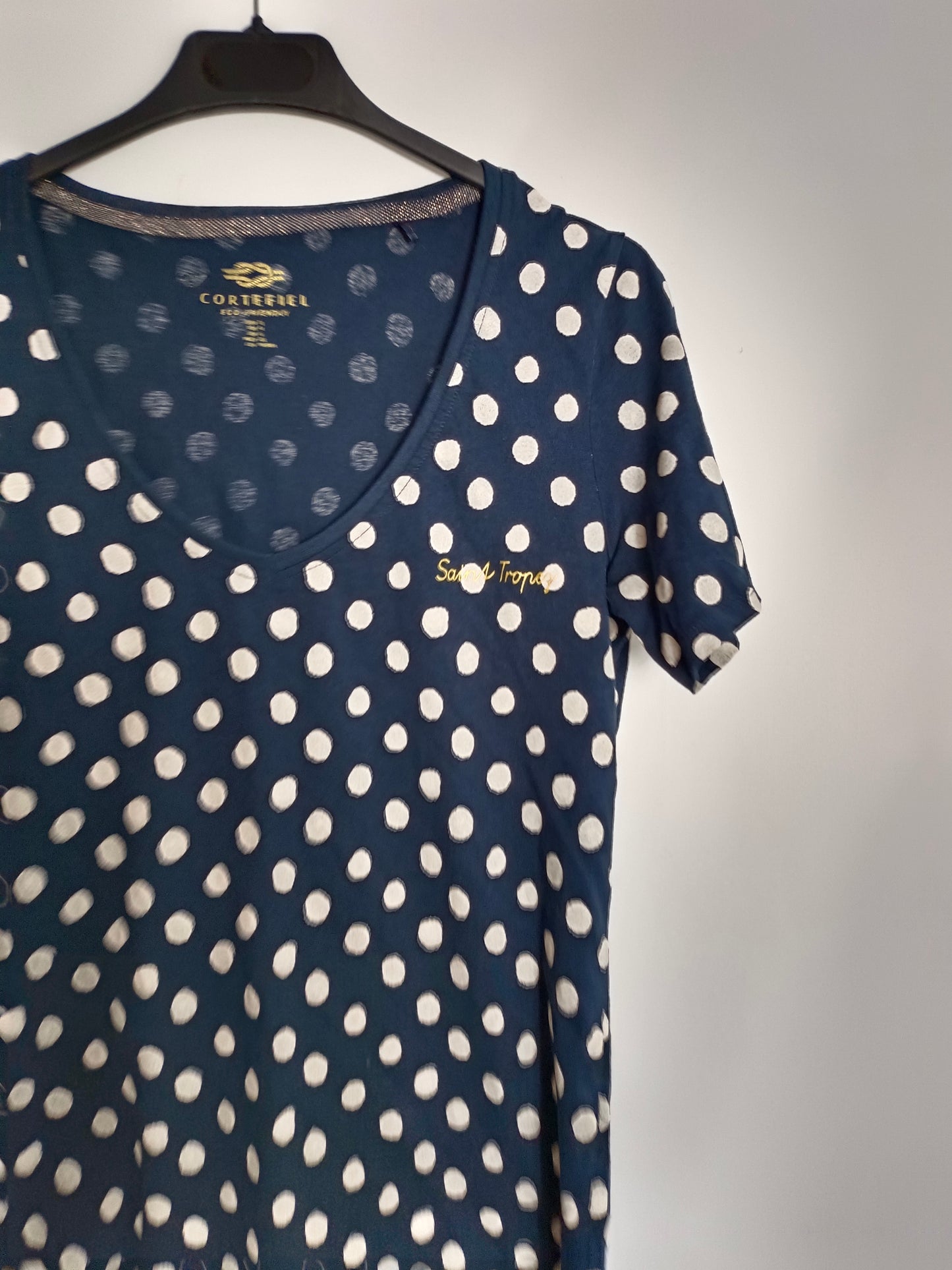 CORTEFIEL. Blue polka dot T-shirt