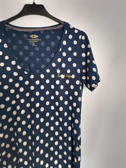 CORTEFIEL. Blue polka dot T-shirt