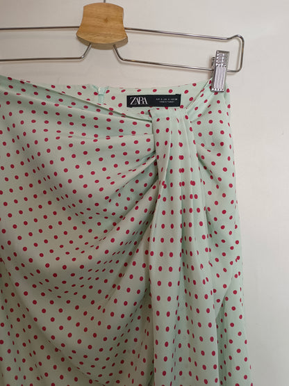 ZARA. Blue polka dot Ts skirt