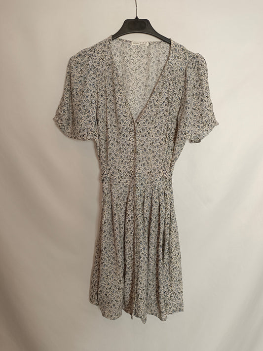 OYSHO. Vestido beige flores T.m