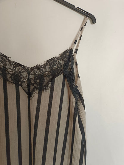 ZARA. Top rayas beige y negro T.s