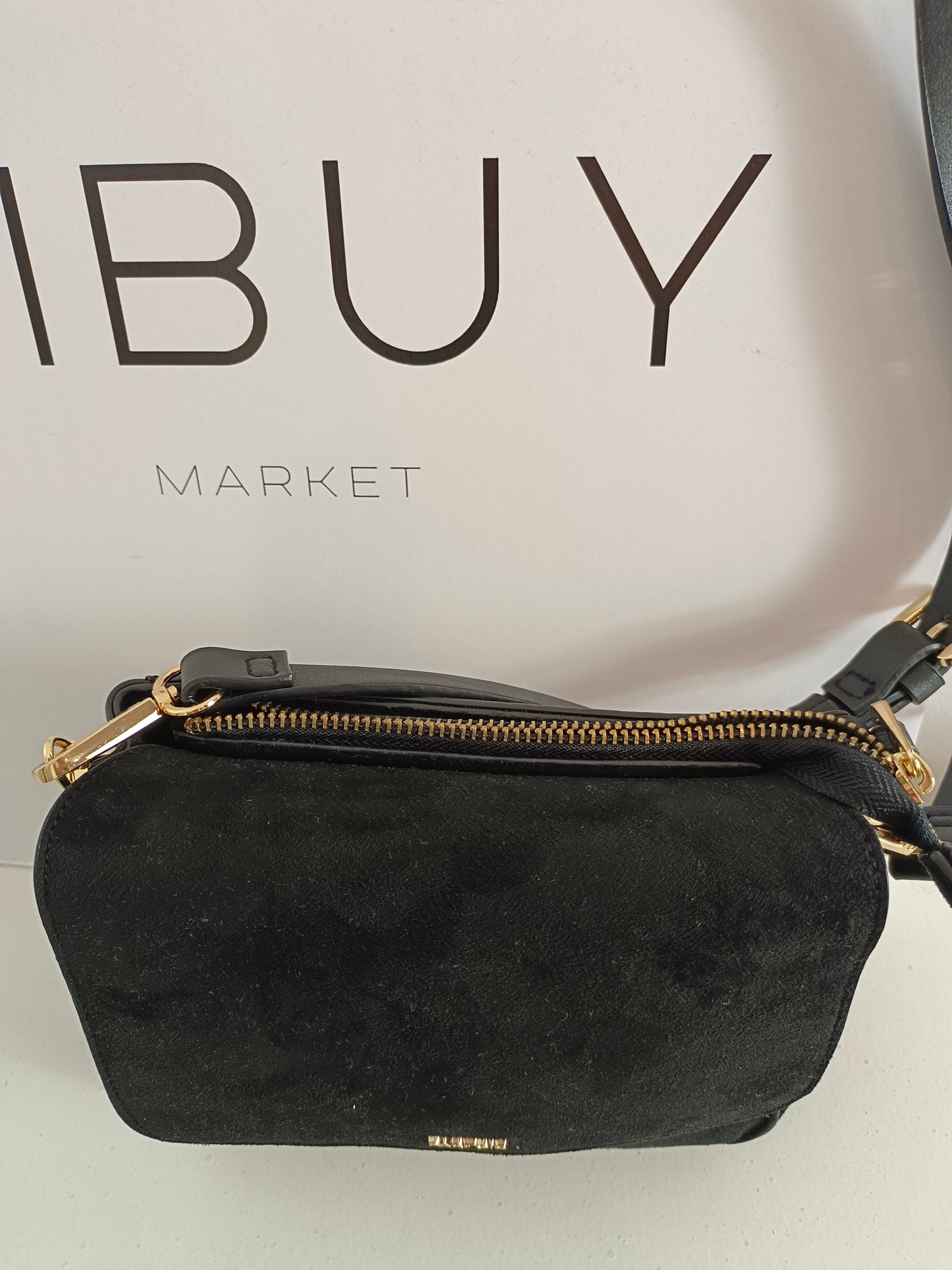 PARFOIS. Black suede bag