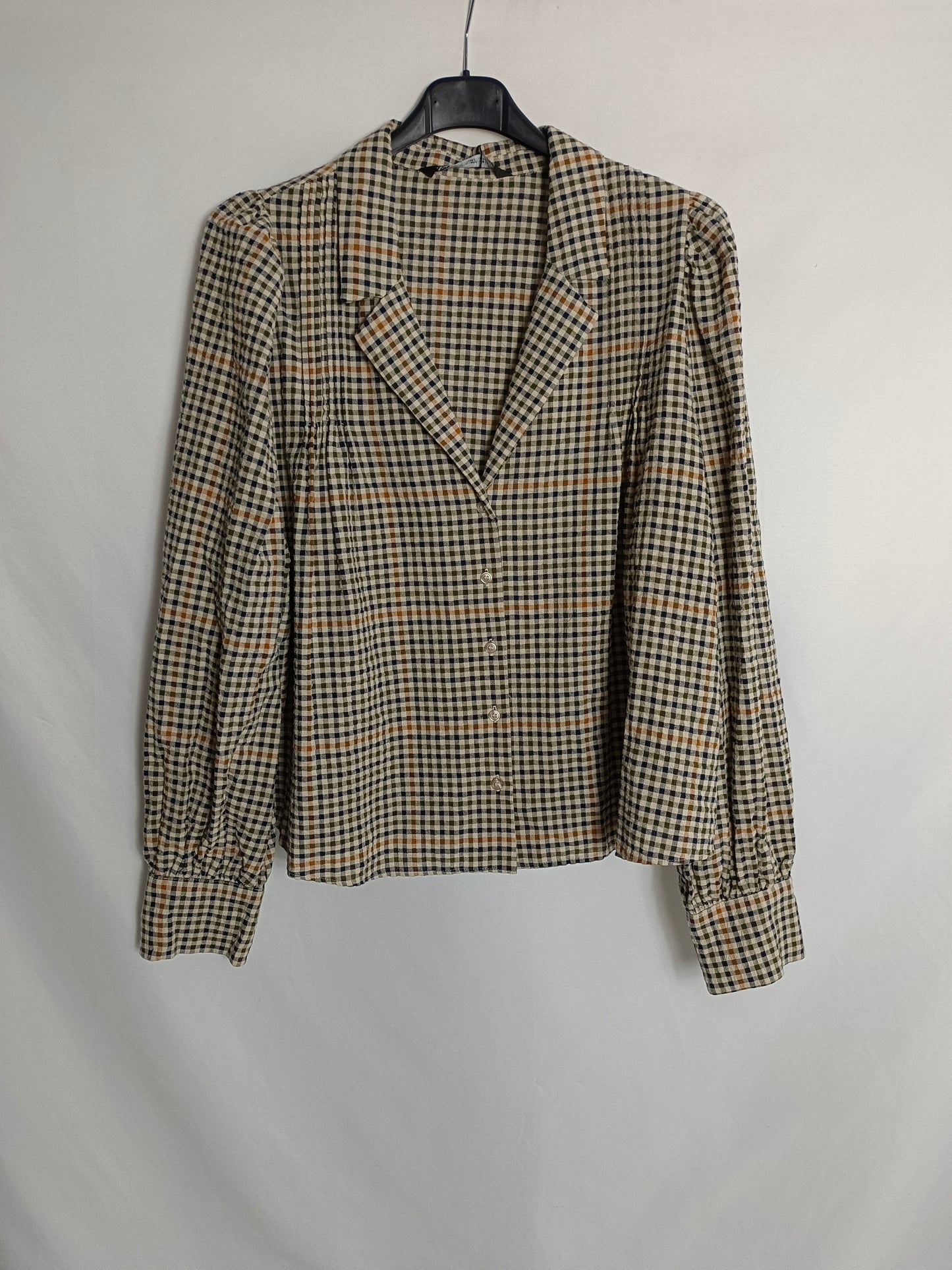 ZARA. Checkered cotton blouse, size XL