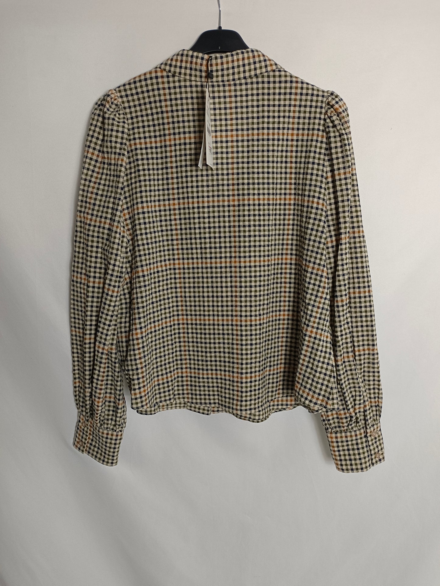 ZARA. Checkered cotton blouse, size XL
