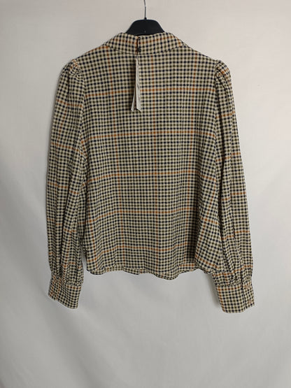 ZARA. Checkered cotton blouse, size XL
