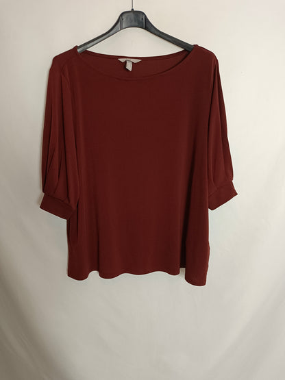 H&M. camiseta marrón elástica T.xl