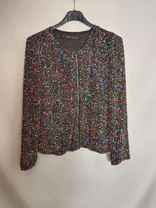 ZARA. Chaqueta negra lentejuela T.m