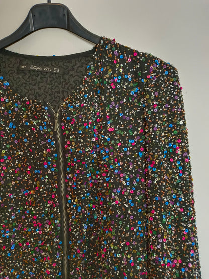ZARA. Chaqueta negra lentejuela T.m
