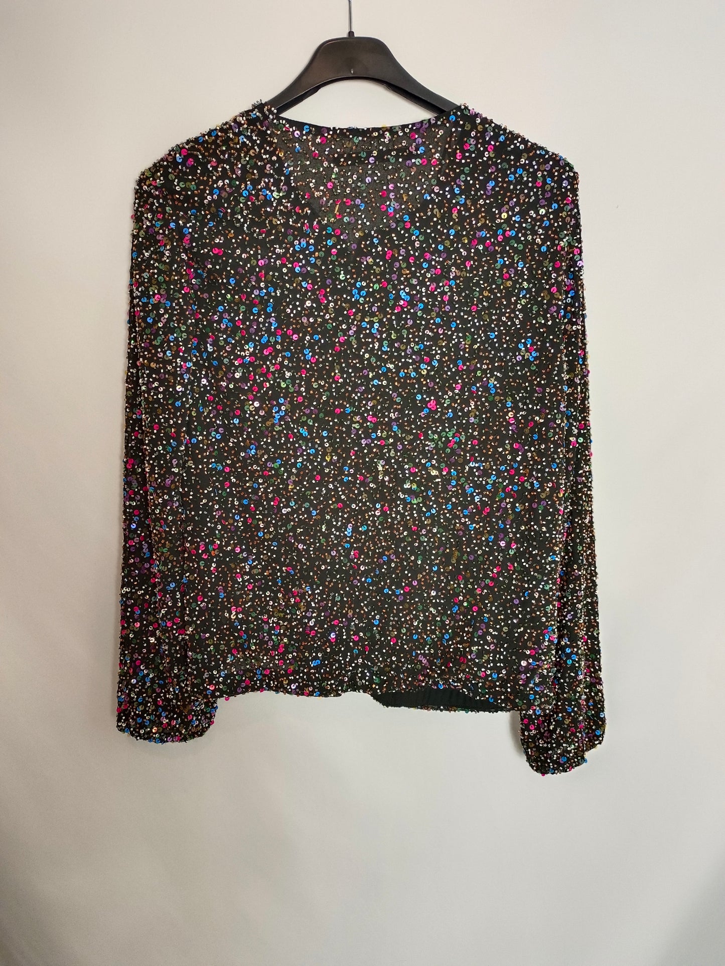 ZARA. Chaqueta negra lentejuela T.m
