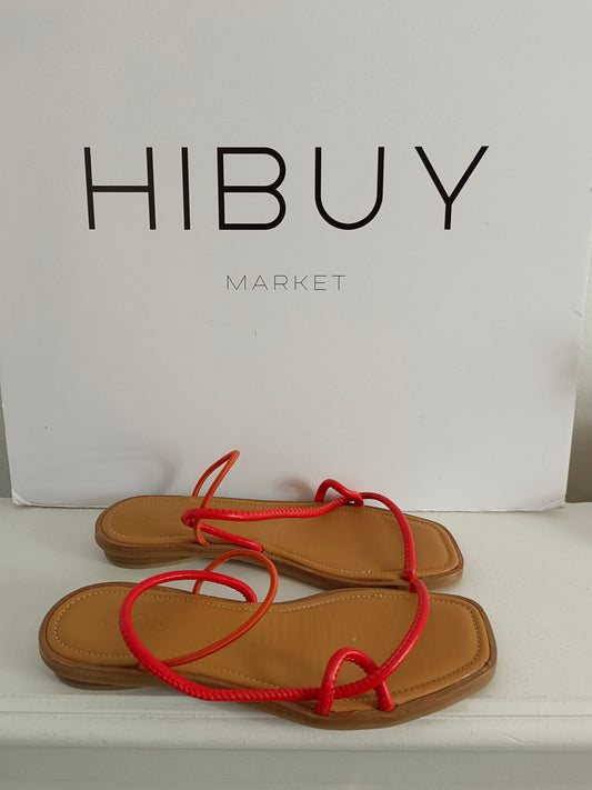 COS. Sandalias piel naranja T.37