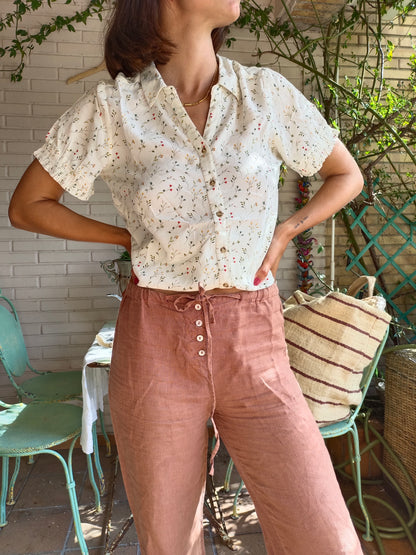 Blusa beige florecitas T.s